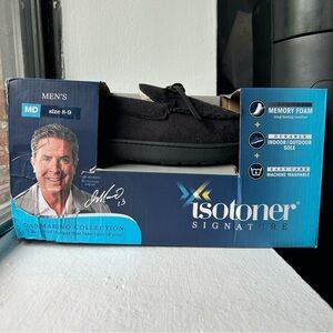 isotoner Slippers Black Men’s Size Medium 8-9 Dan Marino Collection NWT